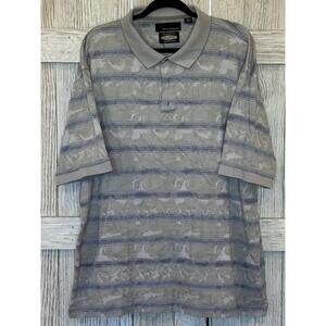 Greg Norman Mens Polo shirt XXL Beige Blue striped Golf